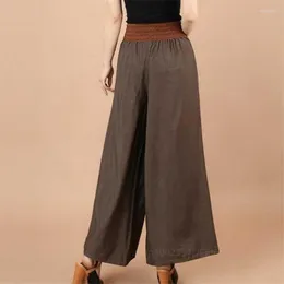 Ethnic Clothing Large Size Cotton Linen Soft Wide Leg Pants Traditional Chinese For Women Casual Loose Elegant High Waist Hanfu