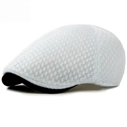 Boinas HT1377 Coreia estilo verão chapéu de tampa lison sólida preta branca grisinha hivim tABBIE Caps planos malha respirável homens mulheres boinas 220829