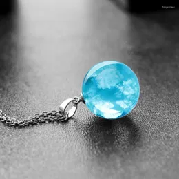 Anhänger Halsketten Chic Blue Sky White Cloud Kette Halskette Janedream Transparent Rould Ball Form Harz Für Frauen Mode Schmuck