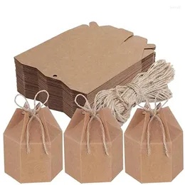 Geschenkverpackung 50pcs Kraft Paper Box Einzigartige Sechseck-Becken exquisit praktische DIY-Hochzeitsboxen f￼r S￼￟igkeiten Pralinen Schmuck