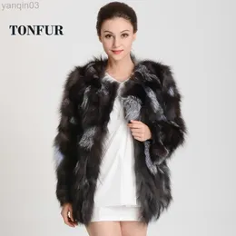 여자 모피 2022 새로운 도착 Real Silver Coat Customize Big Size Natural Genuine Fur Jacket L220829