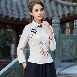 Roupas étnicas Cheongsam Top 2022 elegante chinês tradicional para mulheres camisas bordadas Tang Suit Hanfu Tops 31494