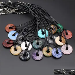 H￤nge halsband 25mm Safy Lucky Buckle Shape Reiki Healing Crystal Pendant Energy Circle Stone Quartz Charms Halsband F MJFashion DHH4O