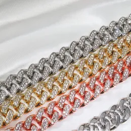 Colar de hiphop por atacado colar de 12 mm de diamante colares de garganta de diamante homens mulheres 18k Gold preenchido gelado de jóias de correntes de ligação cubana