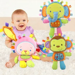 Finger Toys Cartoon Animal Baby Doll Plush Rattle Toy 0 36 månader mjuk trasa Spädbarn Småbarn Född tidig pedagogisk mobilgåvor 220829