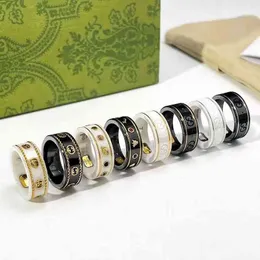 Gu Jia Shuang g Couple's Ring Retro Black and White Ceramic Fried Dough Twist Planet Bee Tide Qixi Valentine's Day Gift