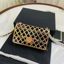 2022 fashion dinner bag women handbag designer bags metal hollow woven bag mens wallets designers lady cross body purses chain shoulder handbags with liner