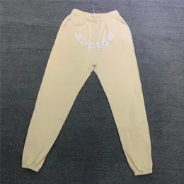 Pants Apricot Sweatpants Men Women 3D Puff Print White Letter Joggers Drawstring Trousers