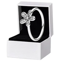 Musujące stokrotka pierścionek z kwiatem śliczne damskie 925 Sterling Silver Party biżuteria dla pandora CZ diament prezent dla dziewczyny pierścionki z oryginalnym pudełkiem