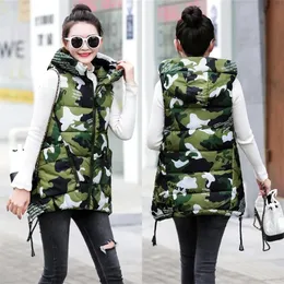 Women's Vests Autumn Winter Women Puffer Jacket Vest Thick Cotton Sleeveless Waistcoat Coats Zipper Hooded Collar Jacket Plus Size 220827