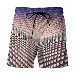 Pantalones cortos para hombre con estampado de geometría 3D, bañadores de verano de secado rápido para hombre, traje de baño para Surf en la playa para hombre