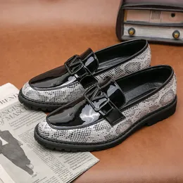 Loafer Männer Schuhe Farbe-blocking PU Schlange Muster Metall Dekoration Mode Business Casual Täglichen Alle-spiel AD018