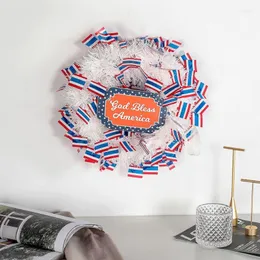 Dekorativa blommor 30 cm 4 juli Patriotic Garland Wall Hanging American Star-Spangled Banner Indoor Outdoor Art Festival Wreaths Decoration