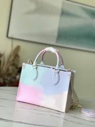 7a en kaliteli omuz tote çanta hareket halindeyken pm mm gm bahar kadın tasarımcılar güneş doğumu pastel mavi pembe el çantaları moda crossbody cüzdan çantası alışveriş çantaları