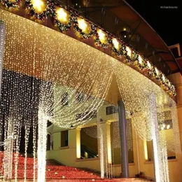 سلاسل 6x3m/3x3m LED Icicle Startain Light String Garland Fairy Lights Patio Garden Decor