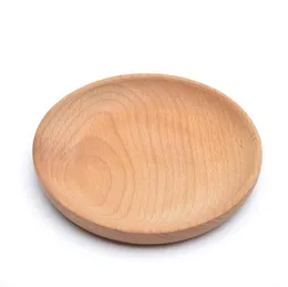 Round Wooden Plates Dish Dessert Biscuits Plate-Dish Fruits Platter-Dish Tea Server Tray Wood Cup Holder Bowl Pad Tableware Mat SN4827