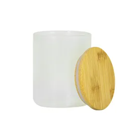 Almac￩n local 10oz sublimaci￳n jar vela tumblers de vidrio esmerilado en copa de velas de color verde oscuro con fragancias de tapa de bamb￺ 50 piezas/estuche