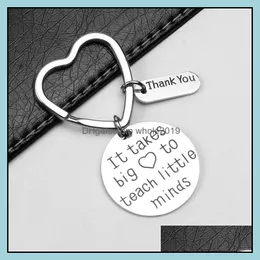 Key Rings Stainless Steel Thank You Keychains Metal Heart Key Chain Ring Rings Unisex Keyring Holder Accessories For Wom Dhseller2010 Dhxof