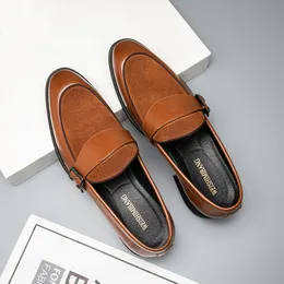 Pointy slip-on män mocka skor loafers lata svartbrun andningsbara handgjorda klänning FA 31