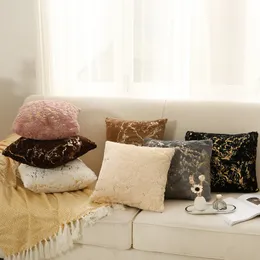 Golden Plush Fur White Cushion Cover Decorative Pillow Cover for Sofa Home Decor Pillowcase Chic Bedding Supplies