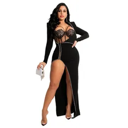 Two Piece Dress Zoctuo Women's Suit Sexy Lace Set Bodysuits With Skirt Elegant Solid V Neck Official Lady Sets Outfit 220830