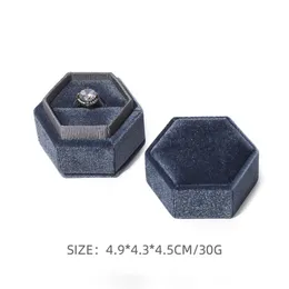 Hexagon Shape Velvet Jewelry Ring Box Storage Case Holder Wedding Ring Display Boxes for Women Gift Earrings Packaging