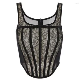 Bustiery gorsets gorset Top Wzór szycia Sew Crop Bustier pozostanie nocny strój dla kobiet steampunki gotycki langerie sexy zip