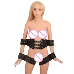 NXY SM Bondage Çok Joy Siyah Pu Deri Bilek Uyluk Kol El Koşuları Bel Bağlama Set Sex Toys Kadın Erkekler 12281833