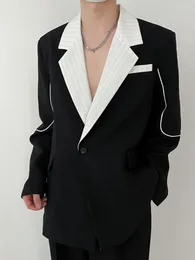 Ternos masculinos Syuhgfa Clothing Corean Streetwear Moda de moda para 2022 colar de listras de outono Blazers de manga longa solteira solteira