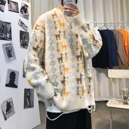 Herrtröjor Jumper Men Graphic Korean Loose Sticked Plus Size Clothing Oversize Top Couples Casual Harajuku Pullovers 220830