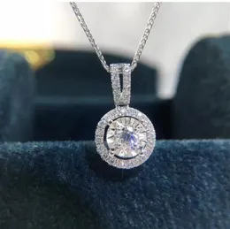 Luksusowe biżuterię wisiorek 925 Sterling srebrny okrągły cięcie biały topaz cZ diamentowy kamienie wieczne imprezę kobiet