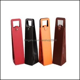 Gift Wrap Luxury Portable Pu Leather Wine P￥sar R￶d flaskf￶rpackningsfodral Presentf￶rvaringsl￥dor med handtagst￥ngstillbeh￶r R CARSHOP2006 DHBUJ