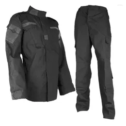 Jackor Black Men's Tactical BDU Uniform Combat Shirt Pants Set Men Military Army Suit CS Wargame Clothing Training Hunting Clothes