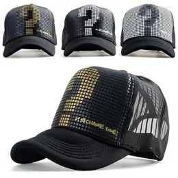 Ball Caps 2022 Summer Mesh Baseball Cap Novelty Question Mark Women Unisex Snapback Hip Hop Hat Cool Street Truck Driver Dad