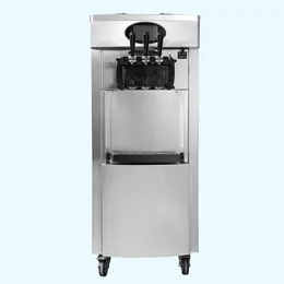 Commercial Soft Ice Cream Machine 3 Flavors Sorbet Coolers Mobile Tricolor Flavor 2200W