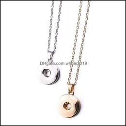 Pendant Necklaces Noosa Chunks Simple Sier Gold Color Snap Button Pendants Necklace Fit 18Mm Buttons Diy Jewelry Drop De Dhseller2010 Dhjg1