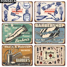 Metal Painting Barber shop Sign Vintage Tin Plaque Wall Decor for barber Retro Posters Iron T220829