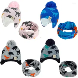 Hår tillbehör klv varma barn hatt fleece baby vinter öronskydd halsduk pojkar och flickor barn mode motorhuven beanies cap