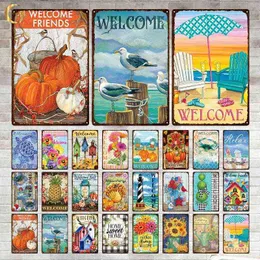 Metal Painting Welcome Home Metallo vintage Targa in metallo Decorazione della parete Home Sweet Home Segno Targa Family Garden Farm Beach Hut Decorazione della parete T220829