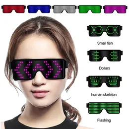 Noel Süslemeleri Led Gözlük Partisi Aydınlık Gözlükler USB Şarj Neon Cam Parlayan Noel Yanıp Sönen Işık Kızdırma Güneş Gözlüğü Cadılar Bayramı Malzemeleri