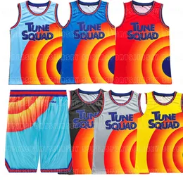 Männer Jugendraum Jam 2 Tune Squad Basketball Trikots Shorts Kostümwanzen Bunny Taz Oma 88 Elmer Roadrunner Tweety 1 3 Lola
