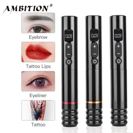 Tattoo Machine Ambition Wireless Tattoo Machine Pen Permanent Makeup Eyeliner Lips Tools Micropigmentation SemiPermanent 220829