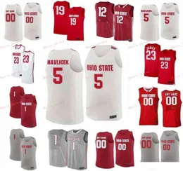 O basquete universit￡rio veste costume costume 0 Russell 1 Conley Luther Muhammad 10 Justin Ahrens 11 Jerry Lucas Ohio State Buckeyes College Homens Mulheres Jersey da Juventude