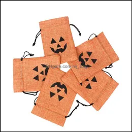Сумки для хранения Хэллоуин Подарочная сумка Джут мешковина украшения пакетики