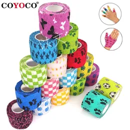 Wrist Support 1 Pcs Printed Self Adhesive Elastic Bandage 48m Colorful Sports Wrap Tape for Finger Joint Knee First Aid Kit Pet 220830