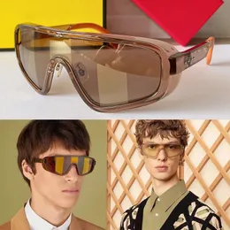 Top quality Botanical shield sunglasses Men brown injection-moulded frame mirror motif print Women M0084S Oversize Goggle Shape Retro Outdoor Shades driving
