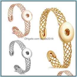 Cuff Noosa Snap Bracelet Jewelry Sier Gold Ginger Buttons Open Cuff Bangle Fit Diy 18Mm Snaps Classic Drop Delivery 2021 Dhseller2010 Dhf2C