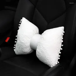 Seat Cushions Cute White Lace Bowknot Car Neck Headrest Pillow Creative Auto Safety Head Supports Cushion Waist Lumbar Support For Girls