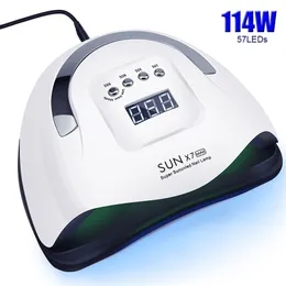 Secadores de unhas 114W90W72W36W Lâmpada LED UV com 57pcs de contas de secagem rápida detecção para curar o salão de salão de salão de gel 220829