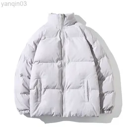 Jackets masculinos 2022 Jaqueta de Parkas de inverno Homens espessos casaco quente masculino colar de cor sólida algodão acolchoado Mulheres de rua da moda L220830
